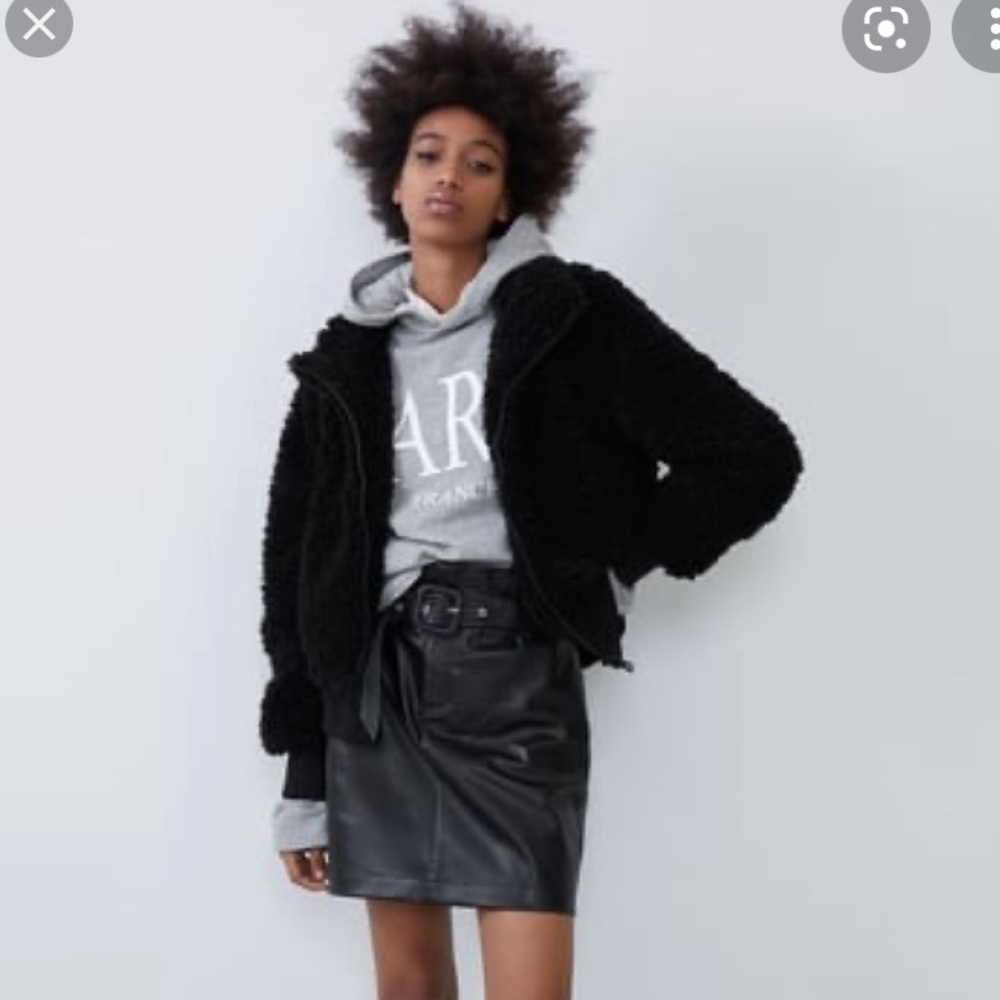 Zara trf teddy fleece bomber jacket